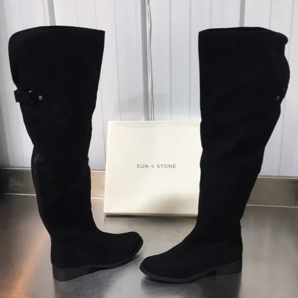 Sun + Stone Black Over-the-Knee Boots - Picture 1 of 5